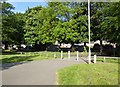 SJ8744 : Boothen, Stoke-on-Trent: grassed area with paths by Jonathan Hutchins