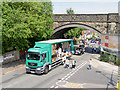 SD7807 : Radcliffe Carnival, Spring Lane Metrolink Bridge by David Dixon