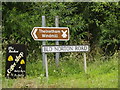 TM0481 : Roadsigns on Blo' Norton Road by Geographer