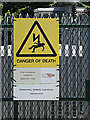 TM0385 : Kenninghall Primary Electricity Sub Station sign by Geographer