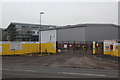 ST1899 : Construction site entrance to Islwyn High School, December 2016 by M J Roscoe