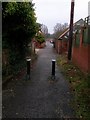 SZ1393 : Iford: bollards on Water Lane by Chris Downer