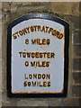 SP6948 : Towcester - Milepost by Colin Smith