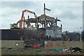 NS3975 : Ballantine's Distillery brick tower being demolished by Lairich Rig