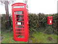 SO3316 : K6 Telephone Box and Post Box at Llanddewi Skirrid by David Hillas