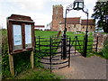 ST2939 : Kissing gate and church noticeboard, Chilton Trinity by Jaggery