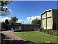 SP3682 : Forecourt and south end of St Chad's Church, Wood End, north Coventry by Robin Stott