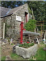 SH4384 : Old water pump and trough at Llwydiarth Esgob Farm, Llanerchymedd by John S Turner