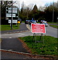 ST3091 : Red temporary sign near the northern end of Malpas Road, Newport by Jaggery