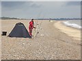 TM4770 : Sea angler on Dunwich beach by Oliver Dixon