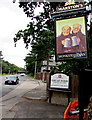 ST2179 : Monkstone Inn name sign, Newport Road, Rumney, Cardiff by Jaggery