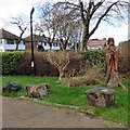 SJ7891 : Chainsaw sculpture of St Paul by Gerald England