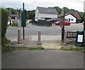 SO3015 : Metal posts at the southeast end of Poplars Road, Mardy by Jaggery