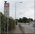 ST2994 : Humps warning sign, Victoria Street, Cwmbran by Jaggery