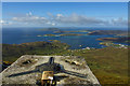 NL6799 : The ubiquitous lovers' padlock, Sheabhal trig point by Mick Garratt