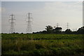 TM4461 : Pylon lines north of Aldringham Lane by Christopher Hilton