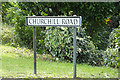 TL8783 : Churchill Road sign by Geographer