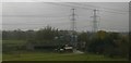 TM3758 : Burnt House Farm from the railway, on a drizzly morning by Christopher Hilton