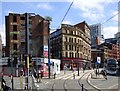 SJ8498 : Tramlines into Shudehill by Gerald England