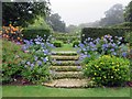 SZ4083 : Steps in the garden at Mottistone Manor by Steve Daniels