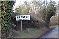 TL1724 : Preston Village Name sign on Back Lane by Geographer