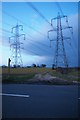 TM3859 : Pylon lines west of Snape by Christopher Hilton