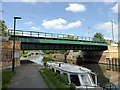 TQ3489 : Railway Bridge over Lee Navigation by PAUL FARMER