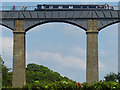 SJ2741 : Boat & cyclists on Pontcysyllte Aqueduct by Robin Drayton