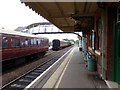 TL8928 : Chappel & Wakes Colne Railway Station Platform by Geographer