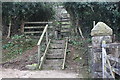 SO2601 : Wooden footpath steps and stile by M J Roscoe