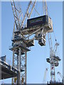 NT2574 : Tower Cranes at St James' Centre by M J Richardson