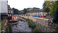 SE0125 : New flood defence walls and footbridge over Cragg Brook, Mytholmroyd by Phil Champion