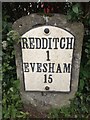 SP0365 : Old Milestone by Evesham Road, Redditch parish by P Willis