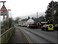 ST0889 : Low bridge warning sign, River Street, Treforest by Jaggery