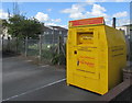 SN5747 : Yellow bin at the edge of Lampeter Fire and Rescue Station by Jaggery