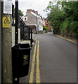 ST2281 : Litter notice above a litter bin, Church Lane, Old St Mellons by Jaggery