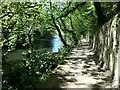 SE1638 : Riverside footpath and cemetery wall, Charlestown by Christine Johnstone