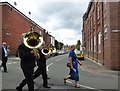 SJ9593 : Denton Brass crossing Enfield Street by Gerald England