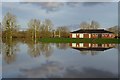 SO8540 : Flooded sports field in Upton-upon-Severn by Philip Halling