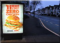 ST3188 : KFC Vegan Burger advert on a Clarence Place bus shelter, Newport by Jaggery