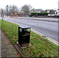 ST3090 : Welsh side of a litter bin near St Mary's Church, Malpas, Newport by Jaggery