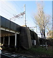 ST3188 : Power cables and support structures on the approach to Newport railway station by Jaggery