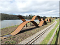 SJ8640 : Trentham Gardens: waves sculpture by Stephen Craven