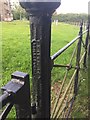 SP2368 : Cast iron gate post, Haseley parish churchyard, Firs Lane by Robin Stott