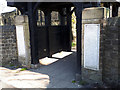 SE1835 : Church of St Luke, Eccleshill - lych gate memorial tablets by Stephen Craven