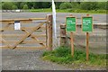 NT3335 : Tweed Bridge car park closure notices, Innerleithen by Jim Barton