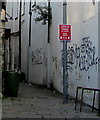 ST3188 : Keep apart notice in a narrow lane, Newport city centre by Jaggery