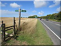 SY6690 : A35 and footpath near Poundbury by Malc McDonald