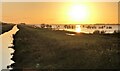 TL5392 : The sun setting over Welney Wash - The Ouse Washes by Richard Humphrey