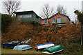 TM1732 : Beach huts along the Stour at Wrabness by Christopher Hilton